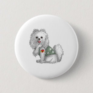 Pomeranian I Love Mom Tattoo Dog Shirt Funny Mothe Button