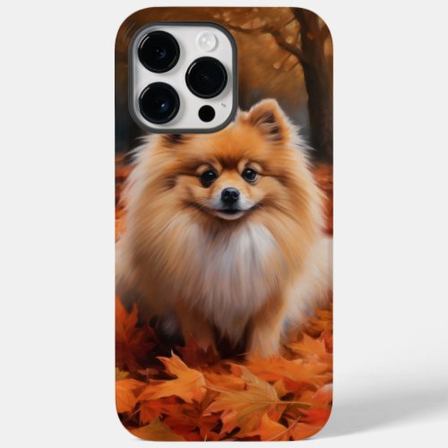 Pomeranian in Autumn Leaves Fall Inspire  Case_Mate iPhone 14 Pro Max Case