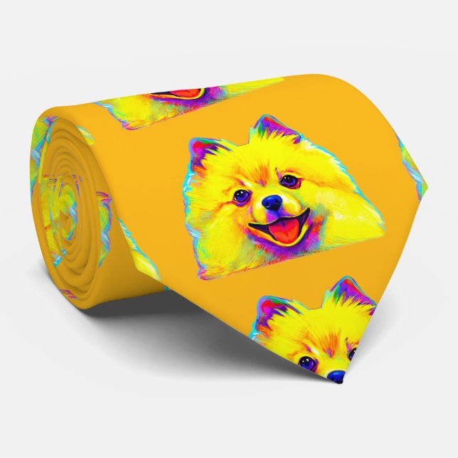 Pomeranian in Colors Tie (Rolled)