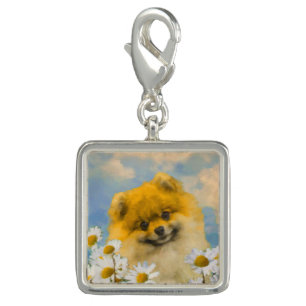 Pomeranian in Daisies Painting - Original Dog Art Charm