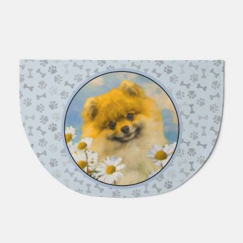 Pomeranian in Daisies Painting _ Original Dog Art Doormat