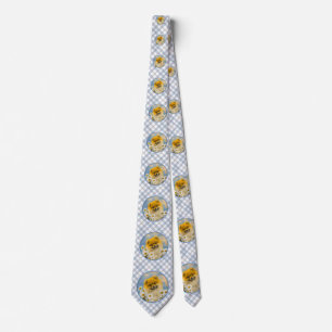 Pomeranian in Daisies Painting - Original Dog Art Neck Tie