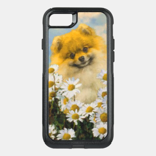 Pomeranian in Daisies Painting _ Original Dog Art OtterBox Commuter iPhone SE87 Case