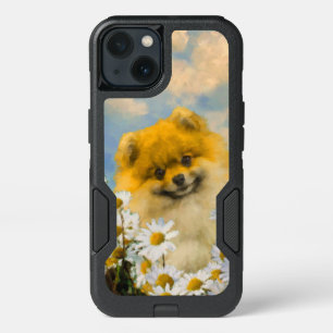 Pomeranian in Daisies Painting - Original Dog Art iPhone 13 Case