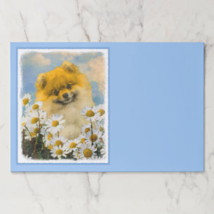 Pomeranian in Daisies Painting - Original Dog Art Paper Pad