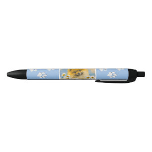 Pomeranian in Daisies Painting - Original Dog Art Pen
