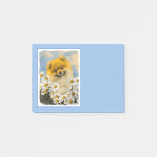 Pomeranian in Daisies Painting _ Original Dog Art Post_it Notes