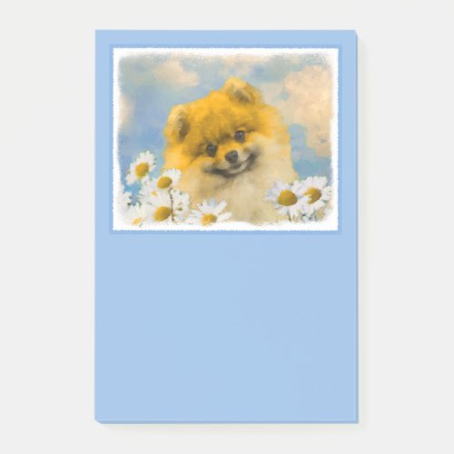Pomeranian in Daisies Painting _ Original Dog Art Post_it Notes