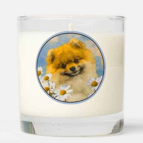 Pomeranian in Daisies Painting _ Original Dog Art Scented Candle