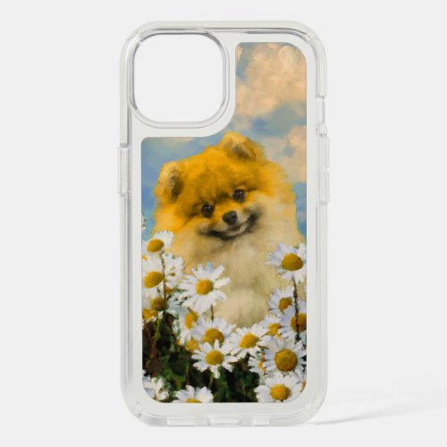 Pomeranian in Daisies Painting _ Original Dog Art iPhone 15 Case