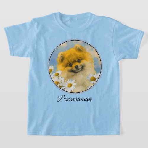 Pomeranian in Daisies Painting _ Original Dog Art T_Shirt