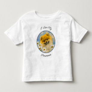 Pomeranian in Daisies Painting - Original Dog Art Toddler T-shirt