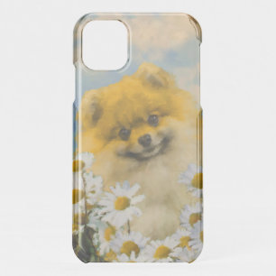Pomeranian in Daisies Painting - Original Dog Art iPhone 11 Case