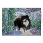 Pomeranian in Flower Garden (Front Horizontal)