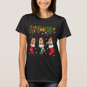 Pomeranian In Sock Xmas Reindeer Santa ELF Dog T-Shirt