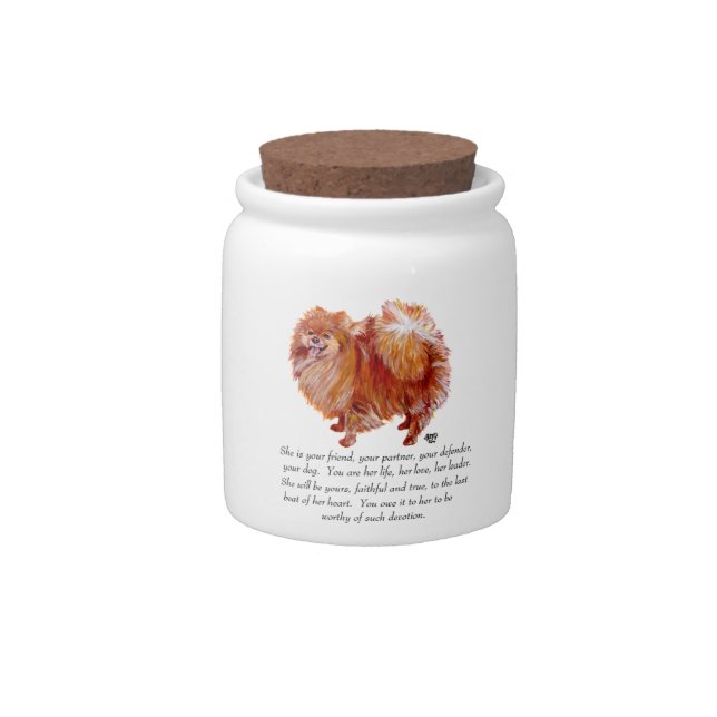 Pomeranian Keepsake Female Candy Jar (Front)