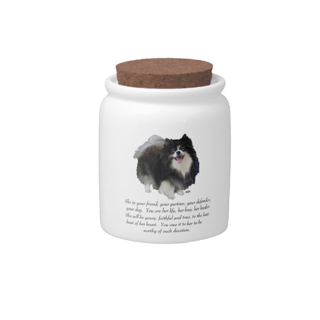 Pomeranian Keepsake Female Candy Jar (Front)