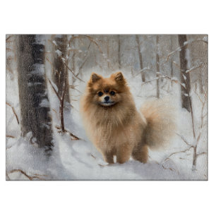 Pomeranian Let It Snow Christmas Cutting Board