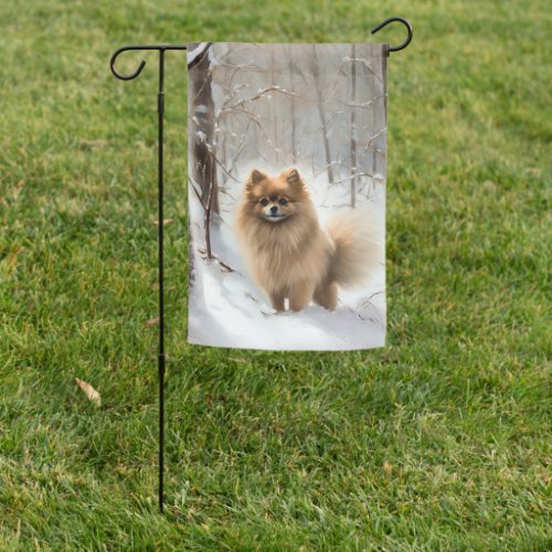 Pomeranian Let It Snow Christmas Garden Flag