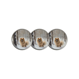 Pomeranian Let It Snow Christmas Golf Ball Marker
