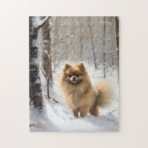 Pomeranian Let It Snow Christmas Jigsaw Puzzle