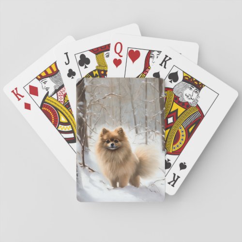 Pomeranian Let It Snow Christmas Poker Cards