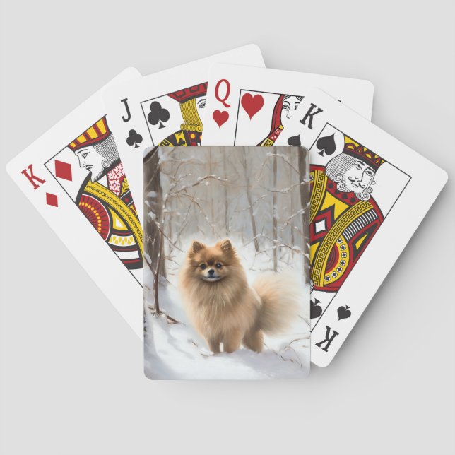 Pomeranian Let It Snow Christmas Poker Cards (Back)