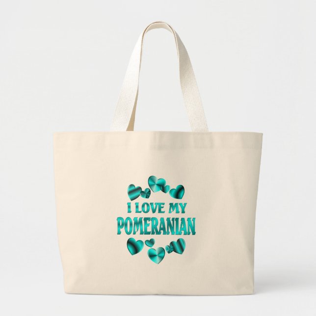 POMERANIAN Love Large Tote Bag (Front)