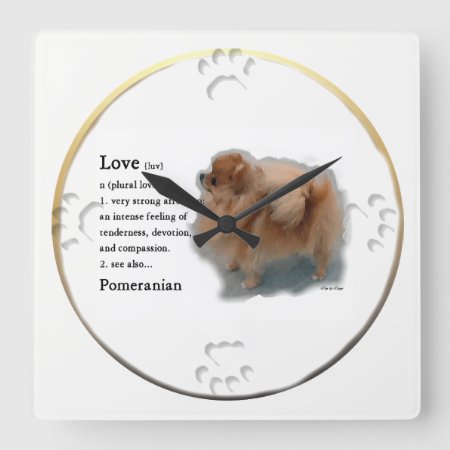 Pomeranian Lovers Gifts Square Wall Clock