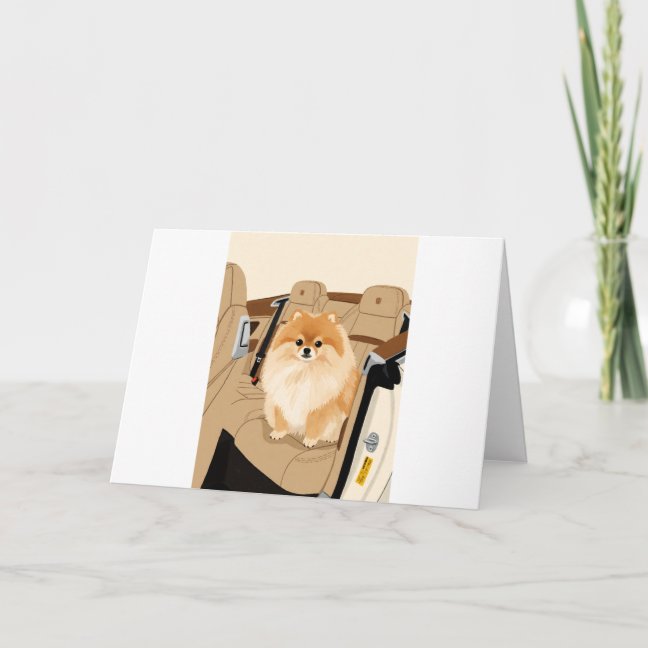 Pomeranian Luxury Convertible Ride Greeting Card