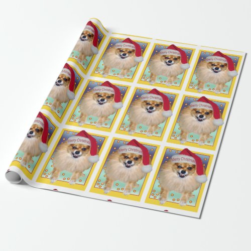 Pomeranian Marley Funny Bad Santa Dog Christmas Wrapping Paper