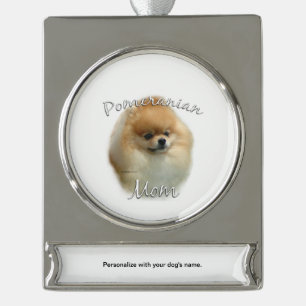 Pomeranian Mom 2 Silver Plated Banner Ornament
