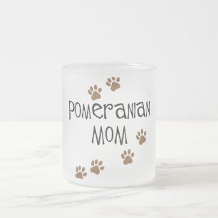 Pomeranian Mom Frosted Glass Coffee Mug
