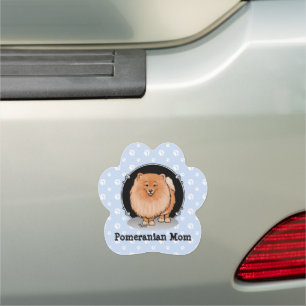 Pomeranian Mom Pom Mom (orange red) Cute Dog Mom Car Magnet