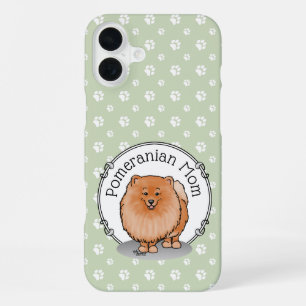 Pomeranian Mom Pom Mom (orange red) Cute Dog Mom iPhone 16 Plus Case