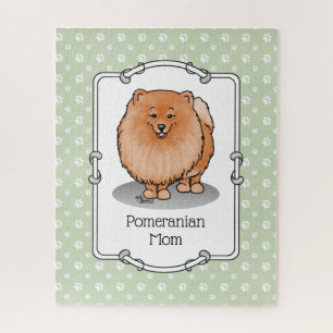 Pomeranian Mom Pom Mom (orange red) Cute Dog Mom Jigsaw Puzzle