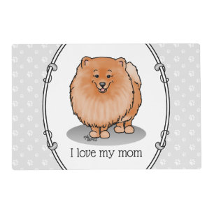 Pomeranian Mom Pom Mom (orange red) Cute Dog Mom Placemat