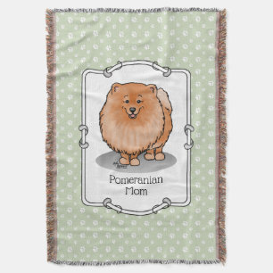 Pomeranian Mom Pom Mom (orange red) Cute Dog Mom Throw Blanket