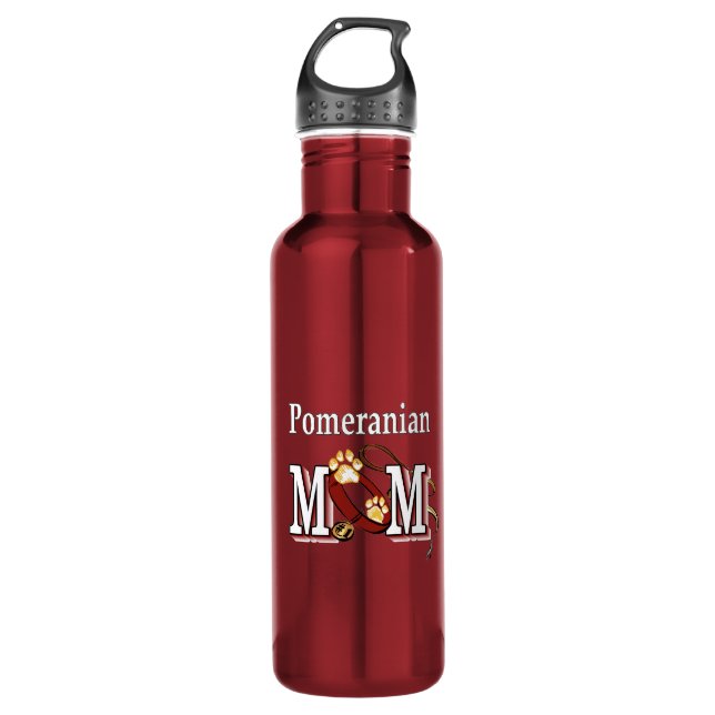 Pomeranian Mom Water Bottle (Front)