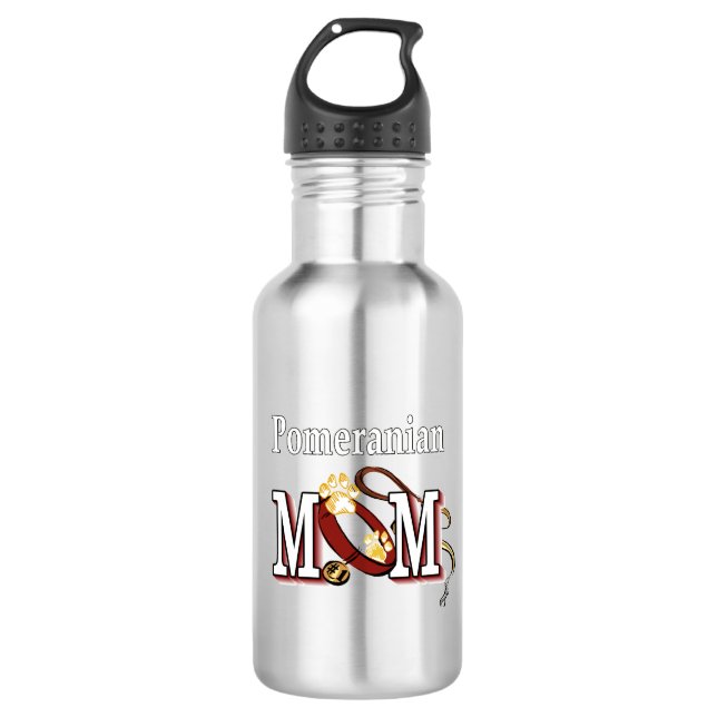 Pomeranian Mom Water Bottle (Front)