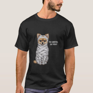 Pomeranian Mummy Halloween Dog T Shirt