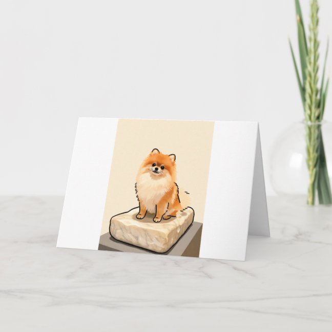 Pomeranian Museum Marble Statue Greeting Card