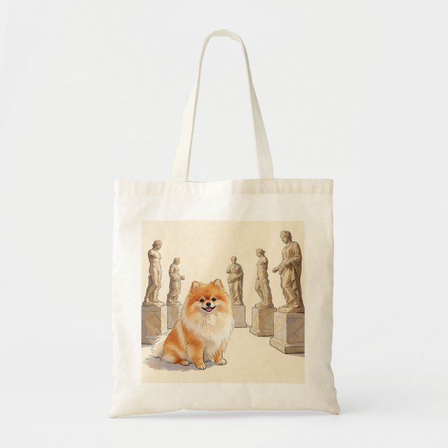 Pomeranian Museum Marble Statue Tote Bag