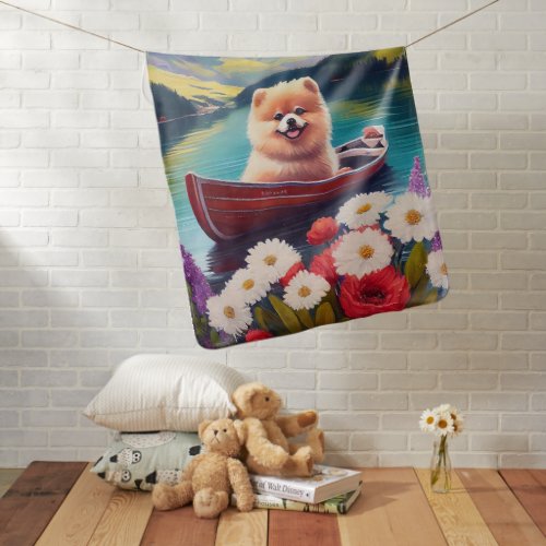 Pomeranian on a Paddle A Scenic Adventure Baby Blanket