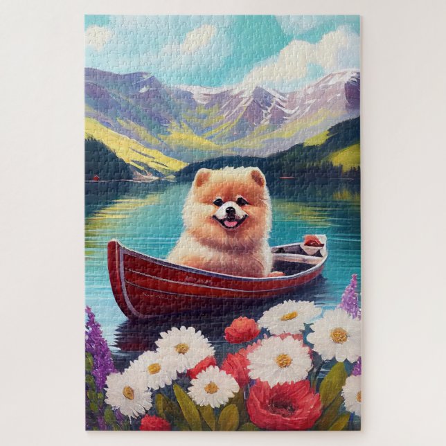 Pomeranian on a Paddle: A Scenic Adventure Jigsaw Puzzle (Vertical)