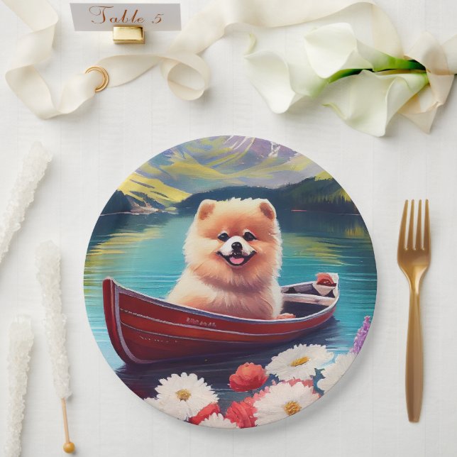 Pomeranian on a Paddle: A Scenic Adventure Paper Plates (Wedding)