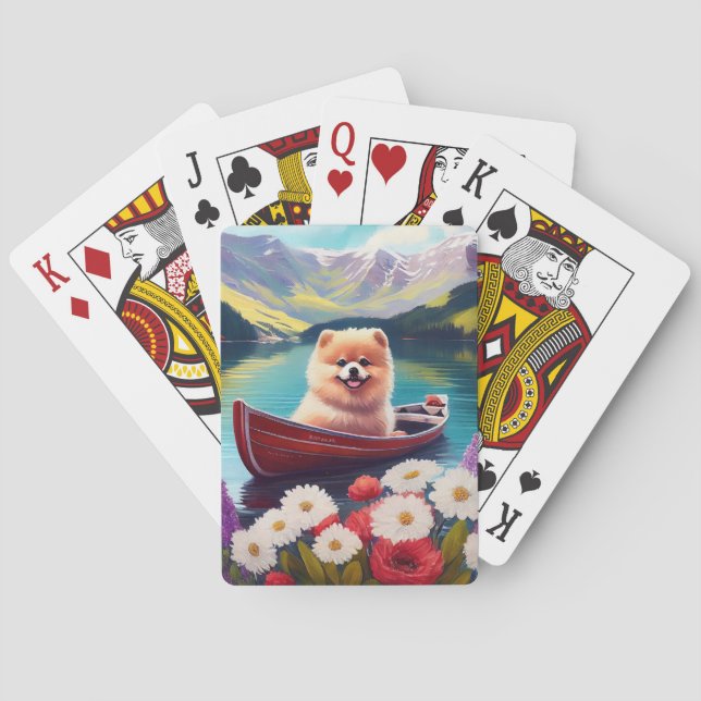 Pomeranian on a Paddle: A Scenic Adventure Poker Cards (Back)