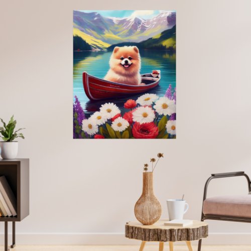 Pomeranian on a Paddle A Scenic Adventure Poster