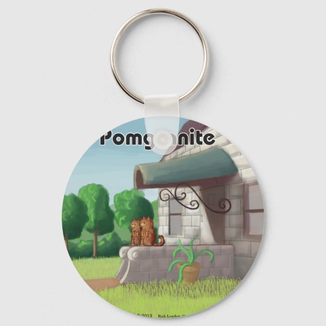 Pomeranian On Granite (Pomegranite) Funny Keychain (Front)