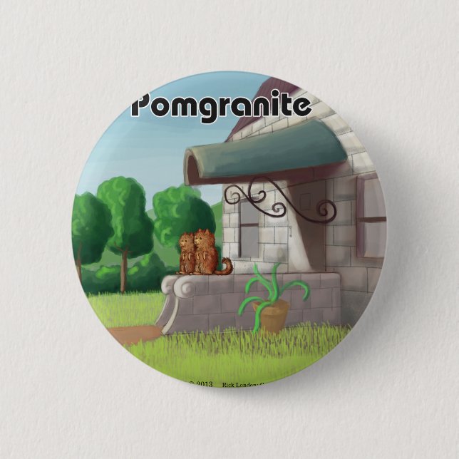 Pomeranian On Granite (Pomegranite) Funny Pinback Button (Front)